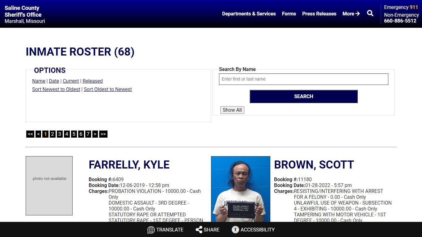 Current Inmates Booking Date Ascending - Saline County Sheriff