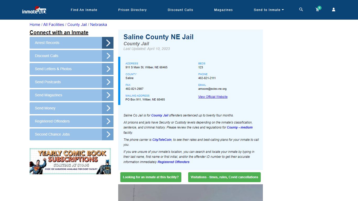 Saline County NE Jail - Inmate Locator - Wilber, NE